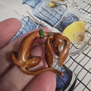 Brown Dachshund Dog Brooch